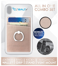 All In One Leather Phone Ring Wallet Combo w/ matching Magnetic Mount
