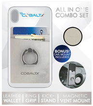 All In One Leather Phone Ring Wallet Combo w/ matching Magnetic Mount