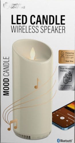Mood Candle Flickering LED Candle Wireless Speaker (Real Wax)