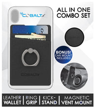 All In One Leather Phone Ring Wallet Combo w/ matching Magnetic Mount