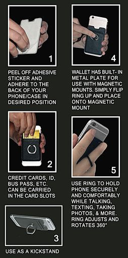 Leather 5 Cards Phone Holder Wallet Credit Card Ho... – Grandado - Foto 3